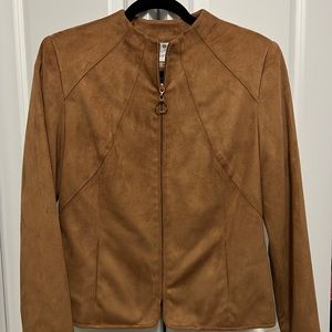 Suede like 2 piece pants suit